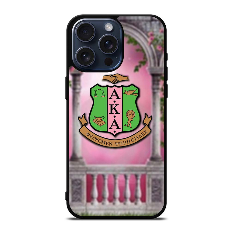 AKA PINK AND GREEN LOGO iPhone 15 Pro Max Case Cover