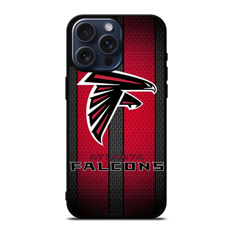 ATLANTA FALCONS METAL LOGO NFL iPhone 15 Pro Max Case Cover