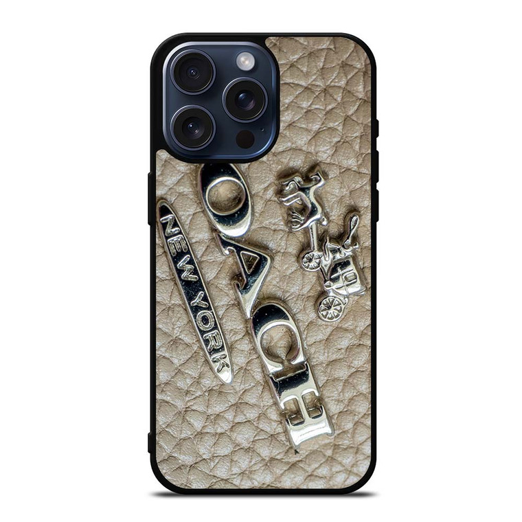 COACH NEW YORK LOGO ON LEATHER iPhone 15 Pro Max Case Cover