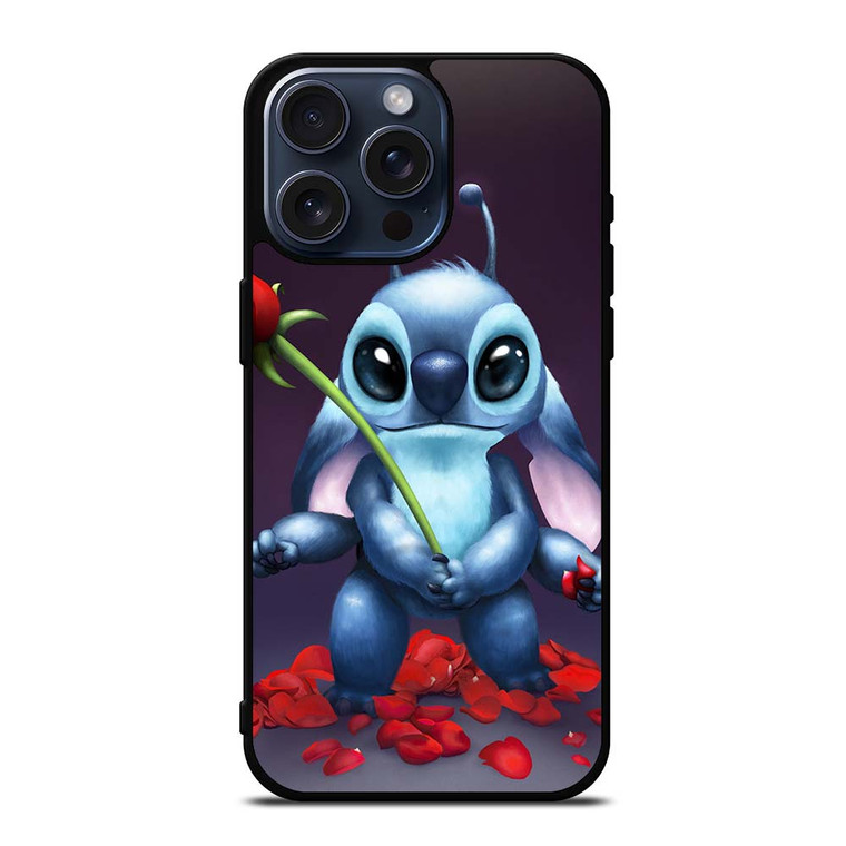 DISNEY STITCH AND ROSE FLOWER iPhone 15 Pro Max Case Cover