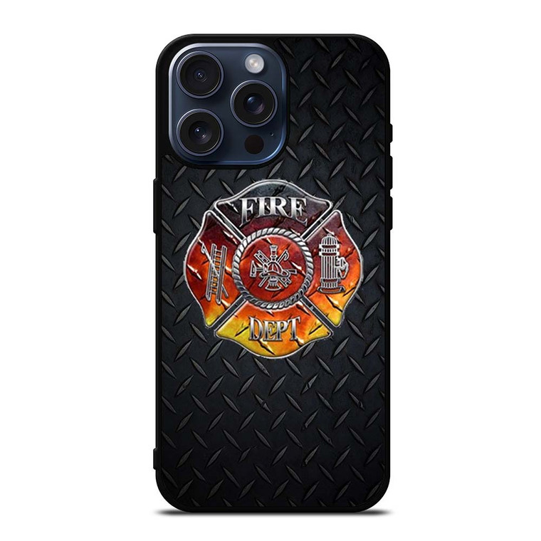 FIREFIGHTER FIREMAN METAL LOGO iPhone 15 Pro Max Case Cover