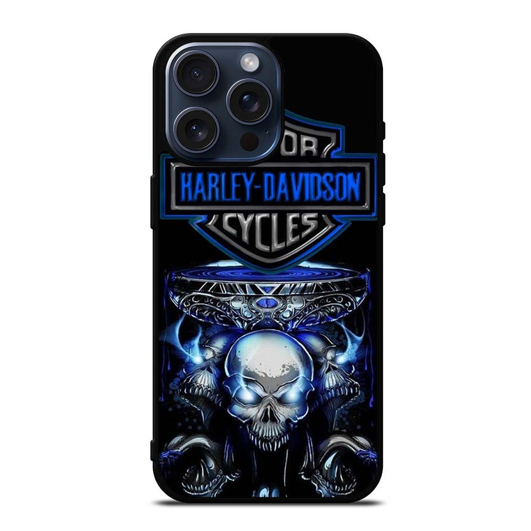 HARLEY DAVIDSON SKULL BLUE iPhone 15 Pro Max Case Cover