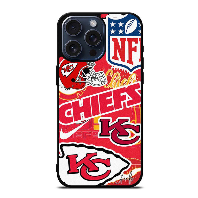KANSAS CITY CHIEFS NFL STICKER BOMB iPhone 15 Pro Max Case Cover