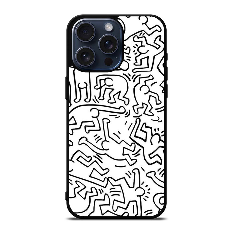 KEITH HARING BLACK WHITE iPhone 15 Pro Max Case Cover