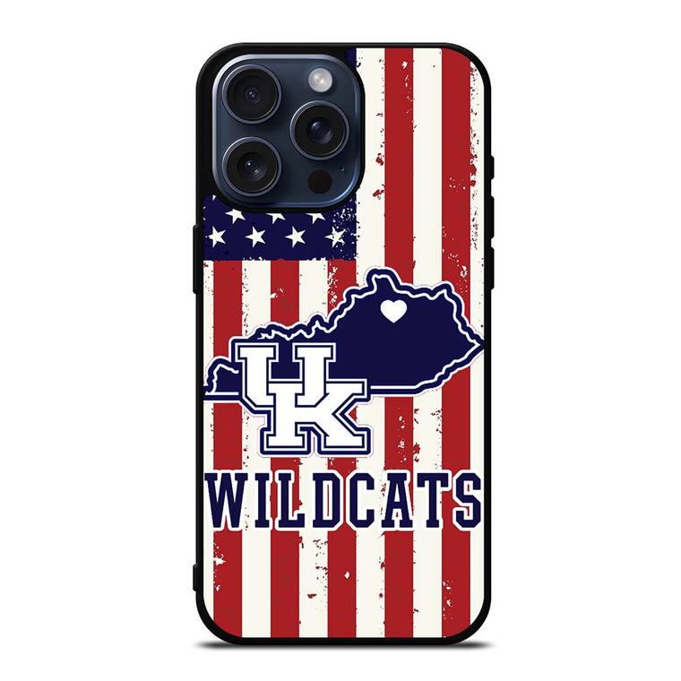 KENTUCKY WILDCATS AMERICAN FLAG iPhone 15 Pro Max Case Cover
