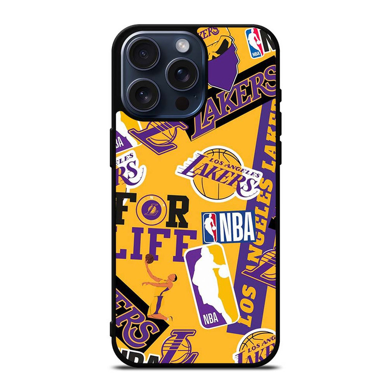LA LOS ANGELES LAKERS STICKER BOMB iPhone 15 Pro Max Case Cover