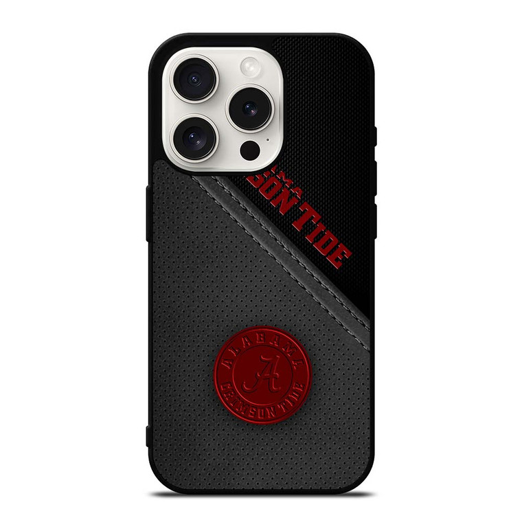 ALABAMA CRIMSON TIDE LEATHER iPhone 15 Pro Case Cover
