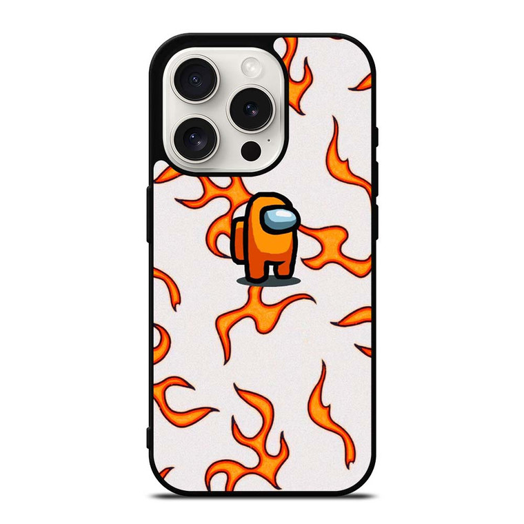 AMONG US ORANGE FLAMES iPhone 15 Pro Case Cover