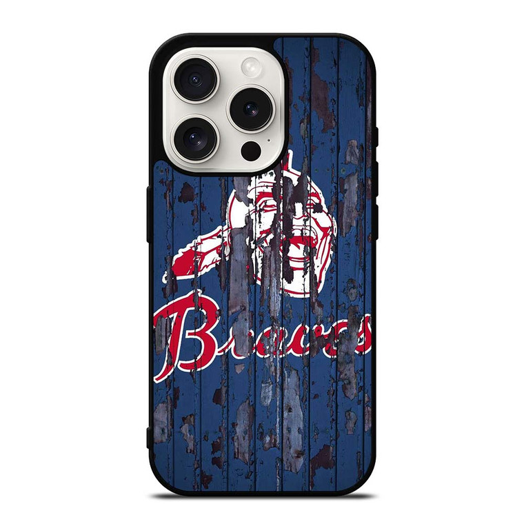 ATLANTA BRAVES RUSTY WOOD iPhone 15 Pro Case Cover