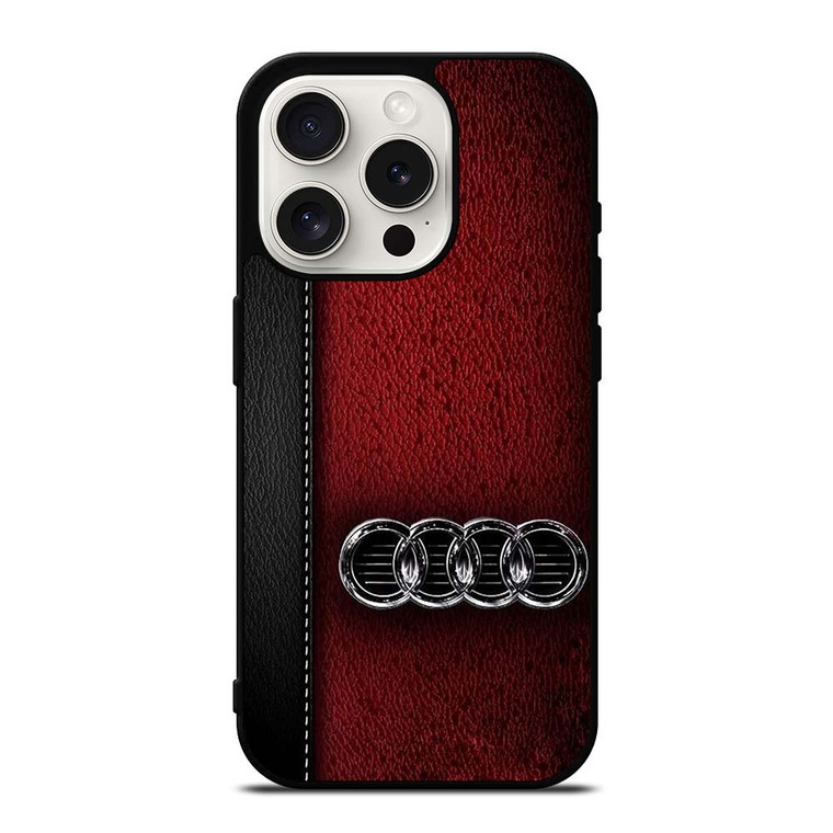 AUDI CAR RED LEATHER iPhone 15 Pro Case Cover