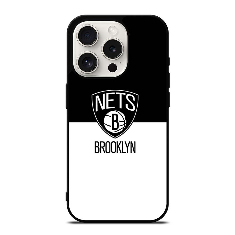 BROOKLYN NETS NBA BLACK WHITE iPhone 15 Pro Case Cover