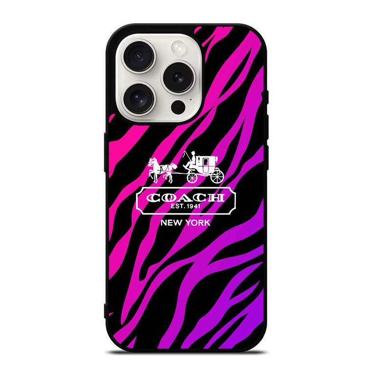 COACH NEW YORK BLACK VIOLET iPhone 15 Pro Case Cover