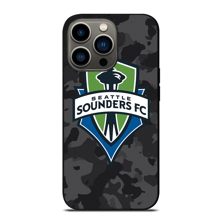 SEATTLE SOUNDERS FC MLS BLACK CAMO iPhone 13 Pro Case Cover