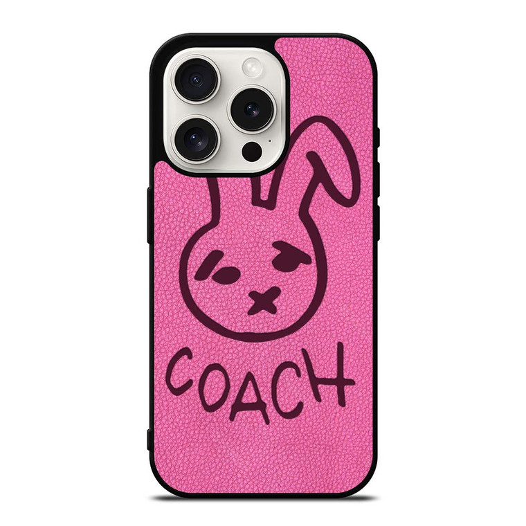 COACH NEW YORK RABBIT LEATHER PINK iPhone 15 Pro Case Cover