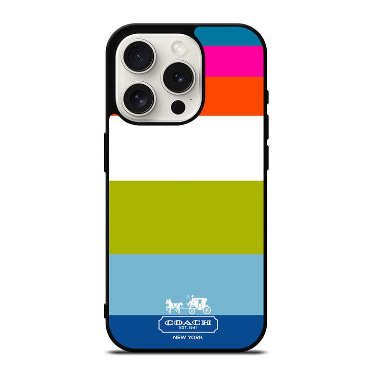COACH NEW YORK STRIPE iPhone 15 Pro Case Cover