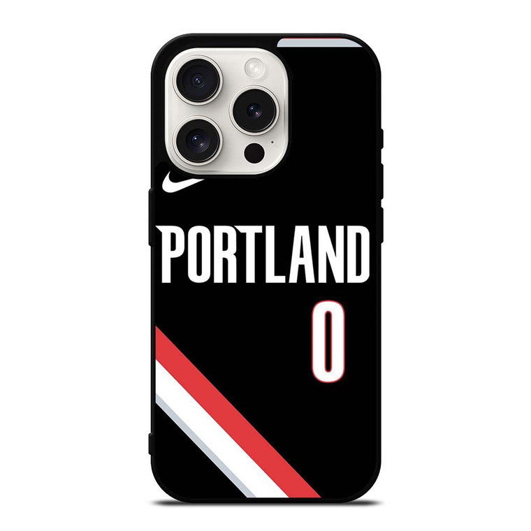 DAMIAN LILLARD PORTLAND TRAIL BLAZERS BLACK iPhone 15 Pro Case Cover
