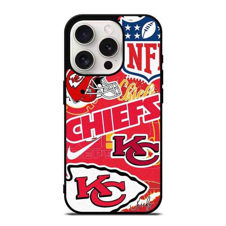 KANSAS CITY CHIEFS NFL STICKER BOMB iPhone 15 Pro Case Cover