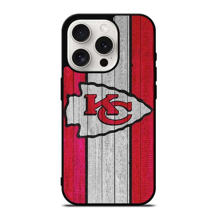 KANSAS CITY CHIEFS WOODEN LOGO iPhone 15 Pro Case Cover