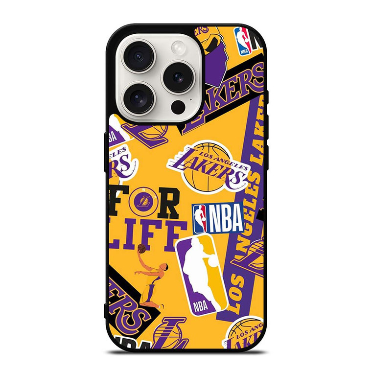 LA LOS ANGELES LAKERS STICKER BOMB iPhone 15 Pro Case Cover