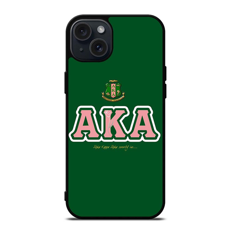 AKA PINK AND GREEN SIMPLE LOGO iPhone 15 Plus Case Cover