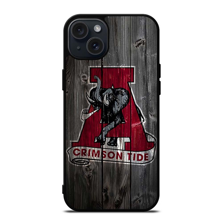 ALABAMA CRIMSON TIDE WOODEN ICON iPhone 15 Plus Case Cover