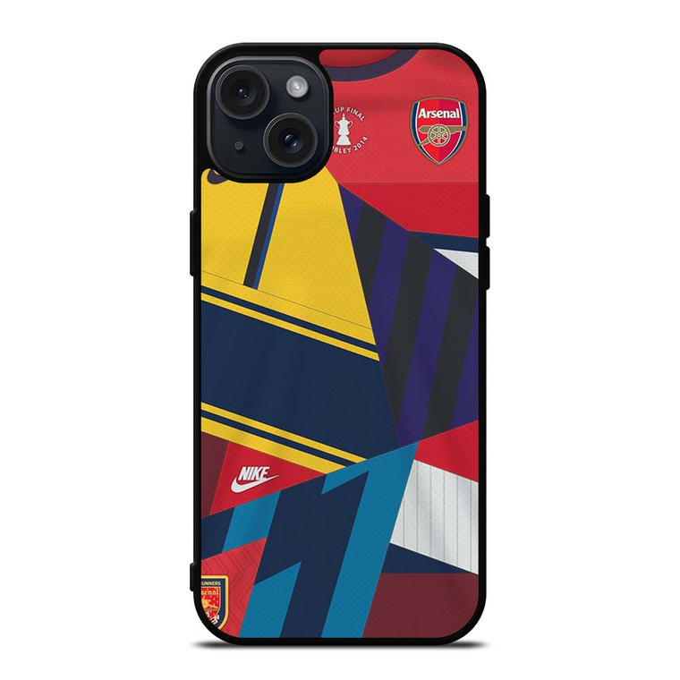 ARSENAL FC RETRO JERSEY COLLAGE iPhone 15 Plus Case Cover
