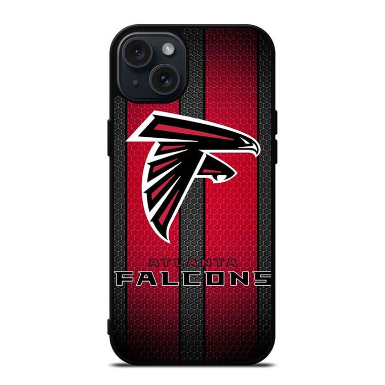 ATLANTA FALCONS METAL LOGO NFL iPhone 15 Plus Case Cover