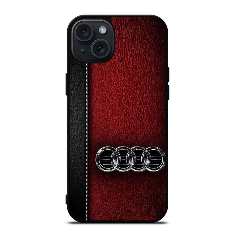 AUDI CAR RED LEATHER iPhone 15 Plus Case Cover