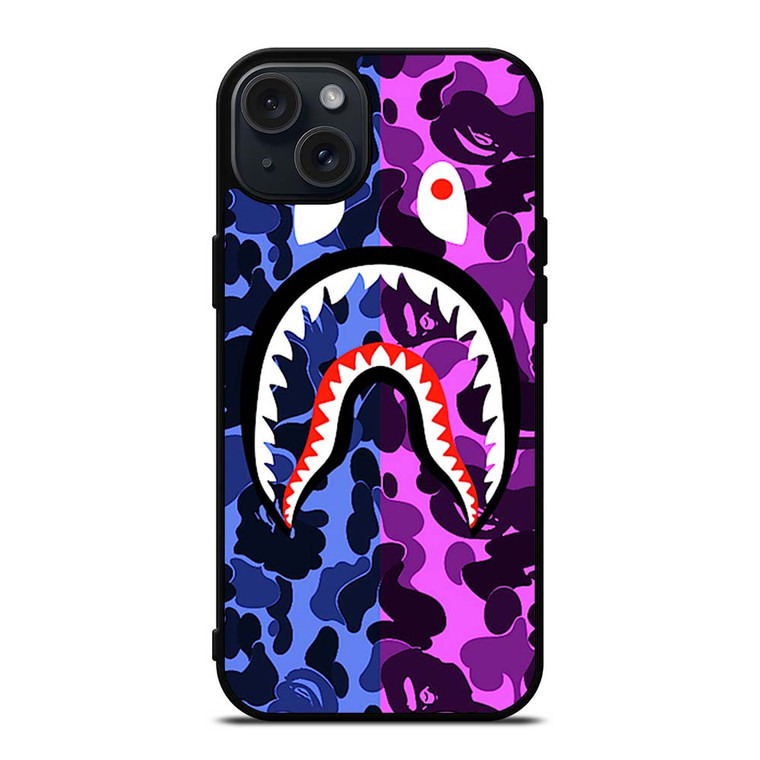BAPE CAMO LOGO BLUE PURPLE iPhone 15 Plus Case Cover