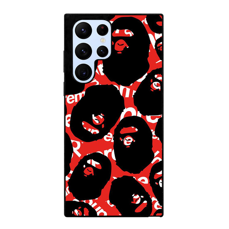 SUPREME X BAPE A BATHING APE Samsung Galaxy S22 Ultra Case Cover
