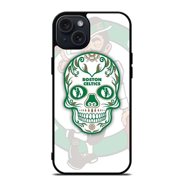 BOSTON CELTICS BASKET SKULL iPhone 15 Plus Case Cover BOSTON CELTICS BASKET SKULL iPhone 15 Plus Case Cover