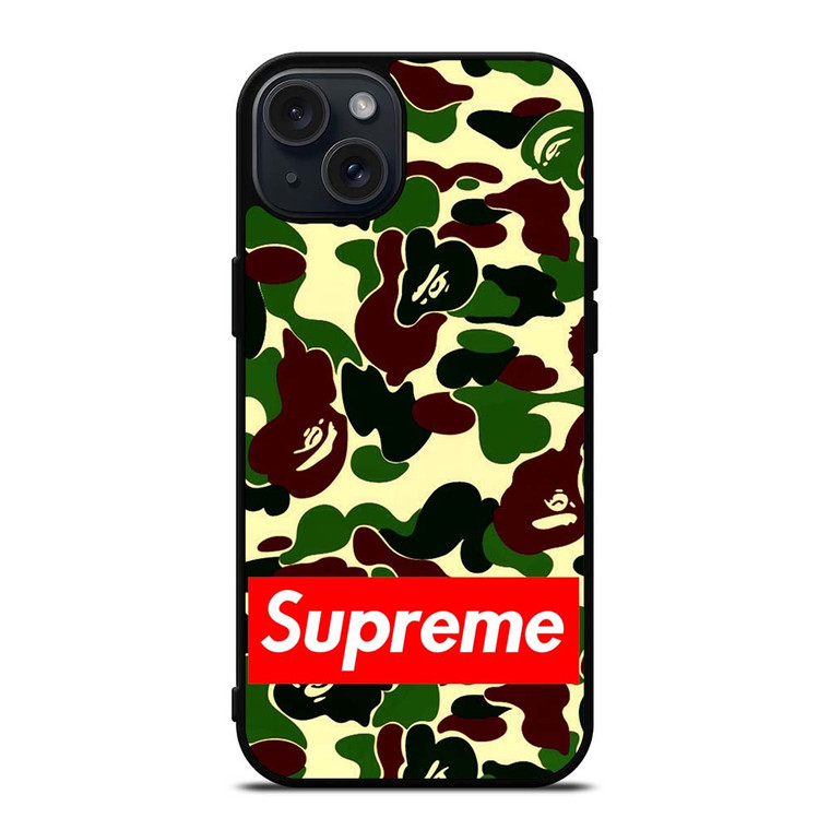 CAMO BAPE SUPREME iPhone 15 Plus Case Cover