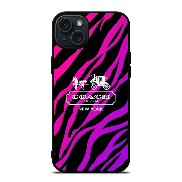 COACH NEW YORK BLACK VIOLET iPhone 15 Plus Case Cover