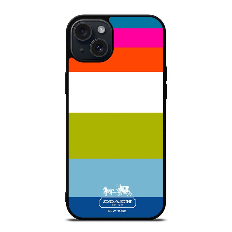 COACH NEW YORK STRIPE iPhone 15 Plus Case Cover