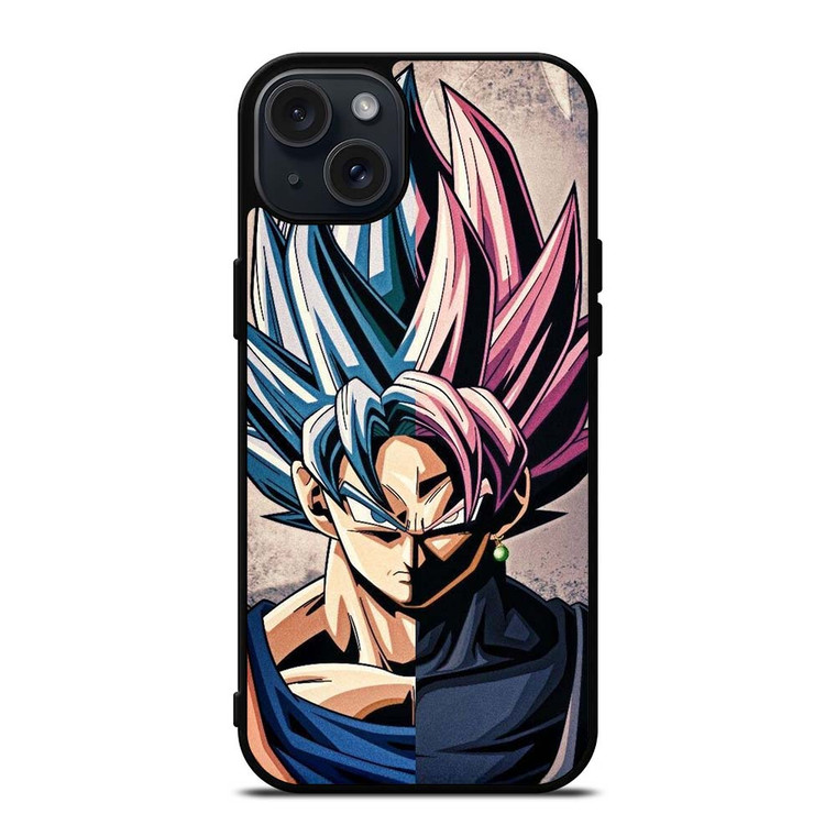 DRAGON BALL GOKU AND BLACK GOKU FACE iPhone 15 Plus Case Cover