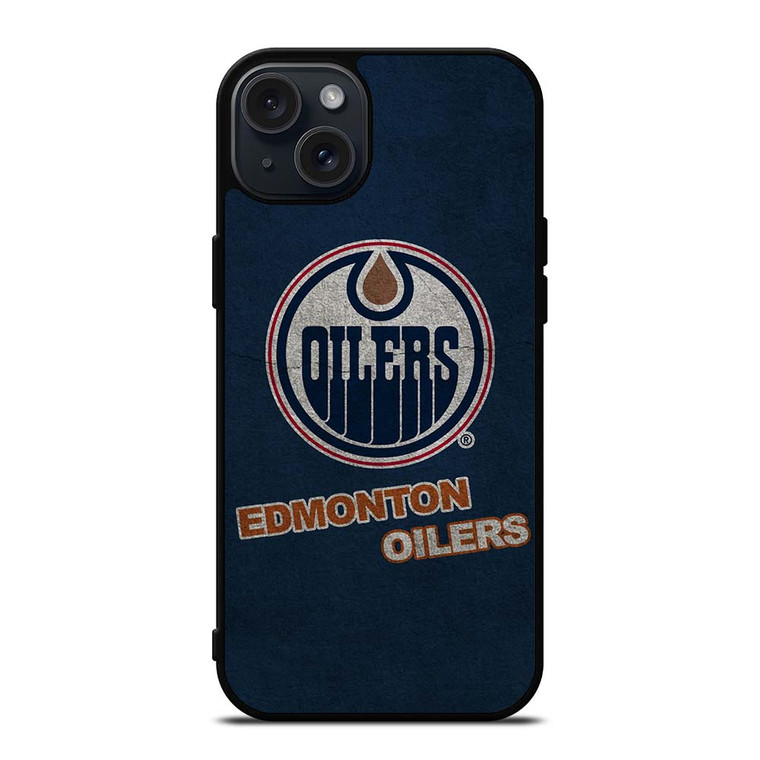 EDMONTON OILERS LOGO BLUE SUEDE iPhone 15 Plus Case Cover
