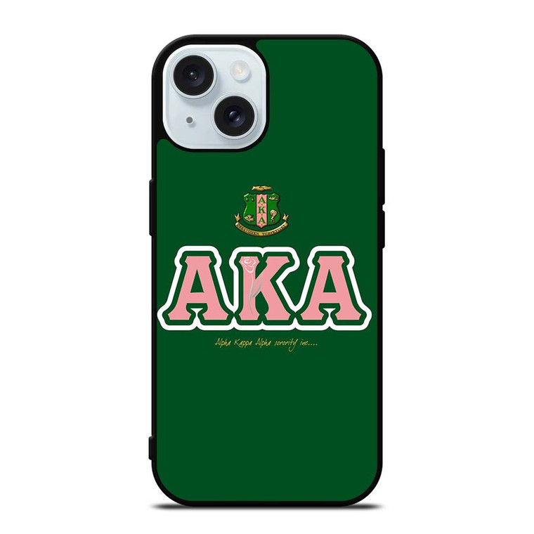AKA PINK AND GREEN SIMPLE LOGO iPhone 15 Case Cover