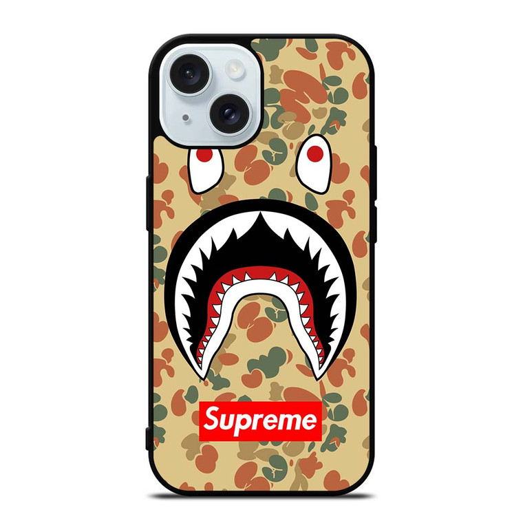 BAPE CAMO SHARK SUPREME iPhone 15 Case Cover