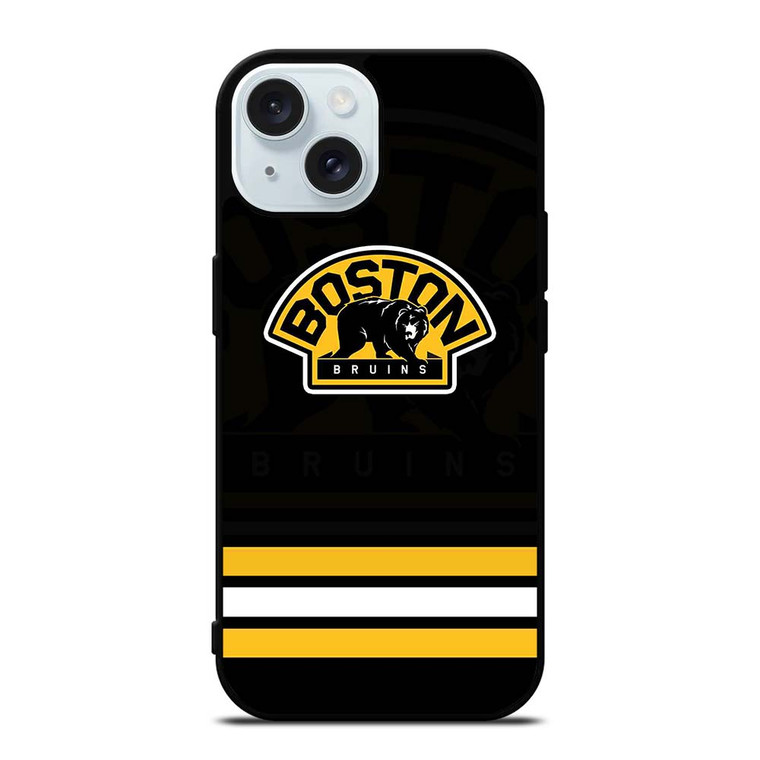 BOSTON BRUINS LOGO STRIPED iPhone 15 Case Cover