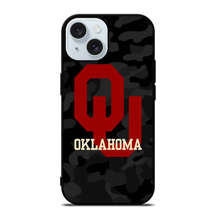CAMO OKLAHOMA SOONERS LOGO iPhone 15 Case Cover