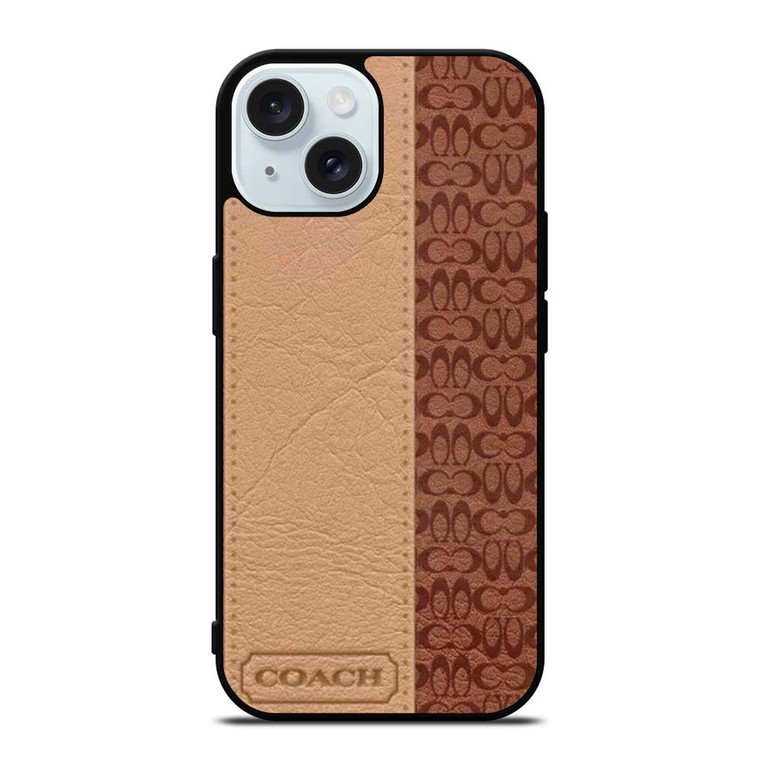 COACH NEW YORK BROWN LEATHER iPhone 15 Case Cover