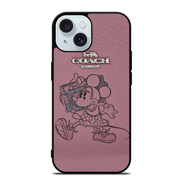 COACH NEW YORK PINK MICKEY MOUSE iPhone 15 Case Cover