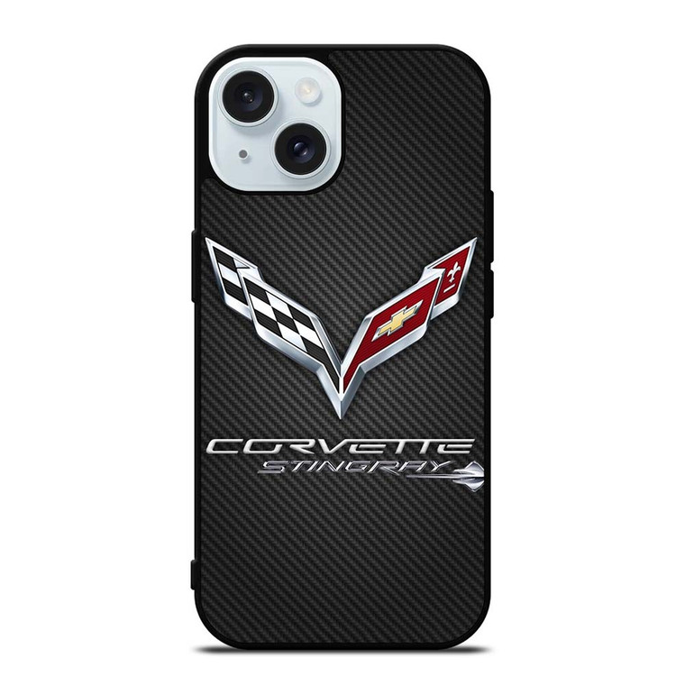 CORVETTE STINGRAY C7 CARBON LOGO iPhone 15 Case Cover