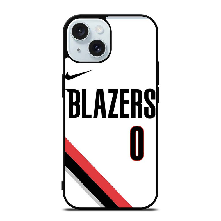 DAMIAN LILLARD PORTLAND TRAIL BLAZERS WHITE iPhone 15 Case Cover