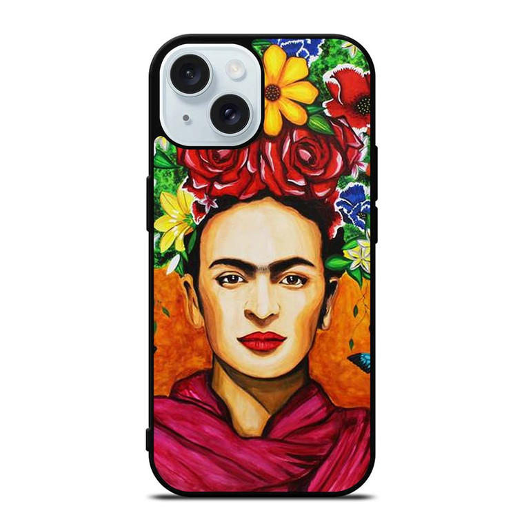 FRIDA KAHLO FLORAL ART iPhone 15 Case Cover