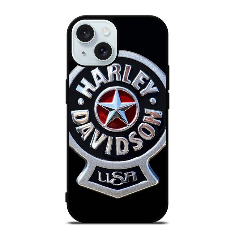 HARLEY DAVIDSON USA METAL EMBLEM iPhone 15 Case Cover