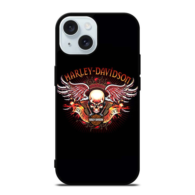 HARLEY DAVIDSON WING SKULL LOGO iPhone 15 Case Cover