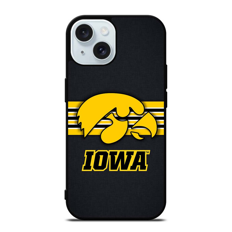 IOWA HAWKEYES STRIPE LOGO iPhone 15 Case Cover