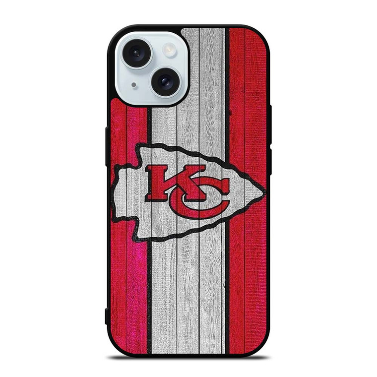KANSAS CITY CHIEFS WOODEN LOGO iPhone 15 Case Cover KANSAS CITY CHIEFS WOODEN LOGO iPhone 15 Case Cover