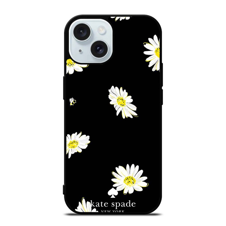 KATE SPADE FLOWER IN BLACK iPhone 15 Case Cover KATE SPADE FLOWER IN BLACK iPhone 15 Case Cover